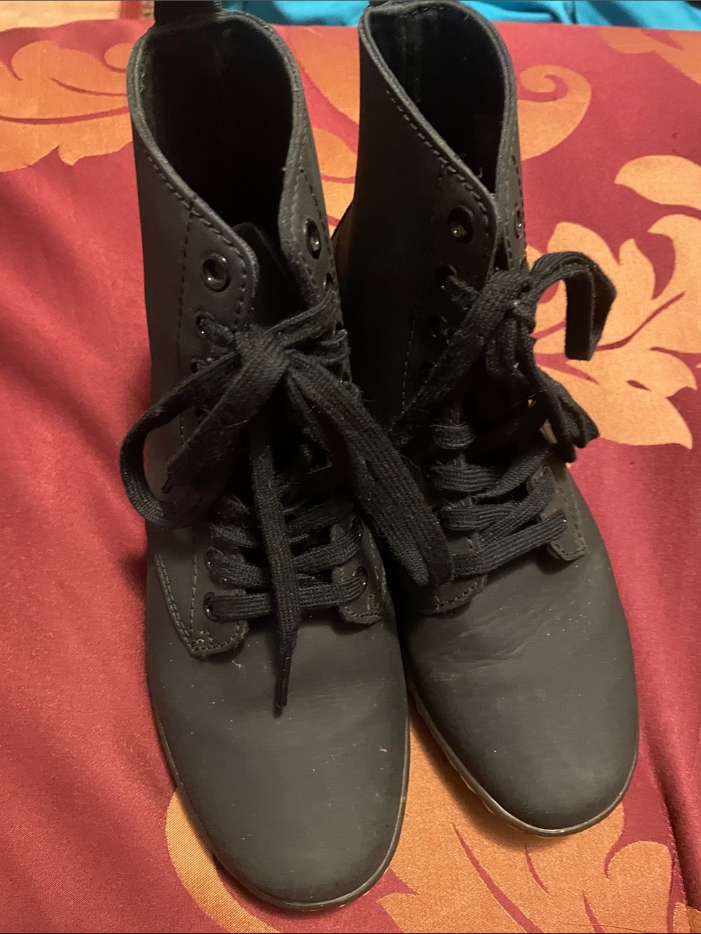 Dr. Martens Black Lace-Up Leather Boots with Yellow Stitching - Picture 4 of 17